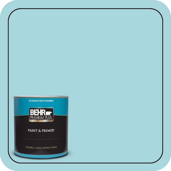 BEHR PREMIUM PLUS 1 qt. #520C-3 Rapture Blue Satin Enamel Exterior Paint & Primer