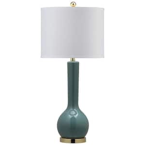 Mae 30.5 in. Marine Blue Long Neck Table Lamp with Off-White Shade