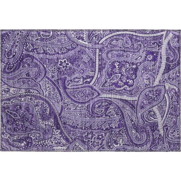 Mayfield Premium Machine Washable Indoor/Outdoor Geometric AMF623 Purple 1 ft. 8 in. x 2 ft. 6 in. Area Rug
