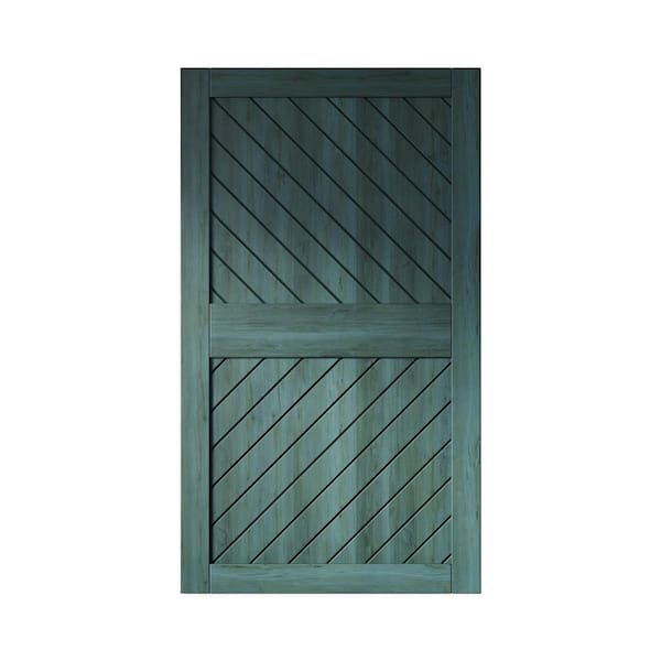 HOMACER XT4 50 in. x 84 in. C-Panel Solid Core Royal Pine Slanted Stripe Design Pine Wood Interior Sliding Barn Door Slab