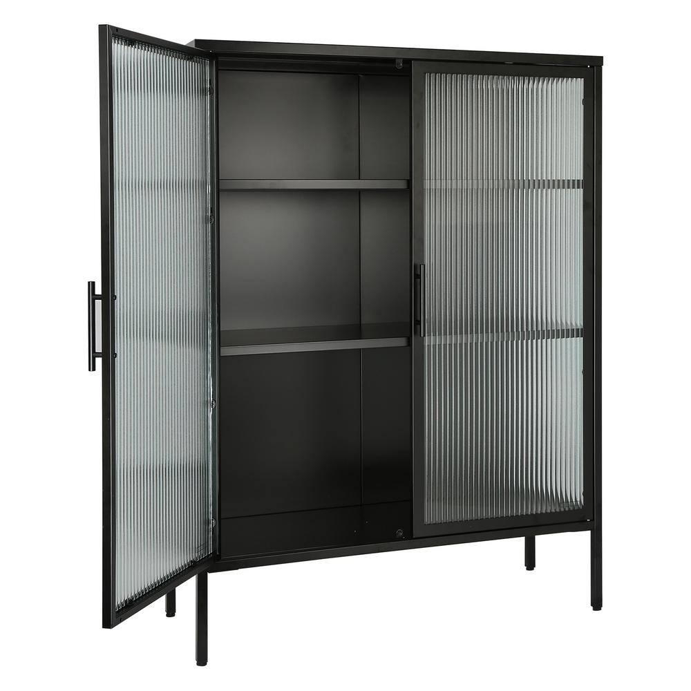 35.5 in. W x 13.86 in. D x 48.03 in. H Bathroom Black Linen Cabinet