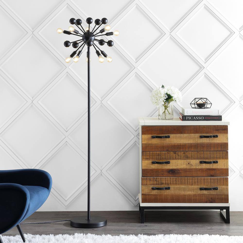Orbit 63" Black Metal 10-Light Sputnik Floor Lamp
