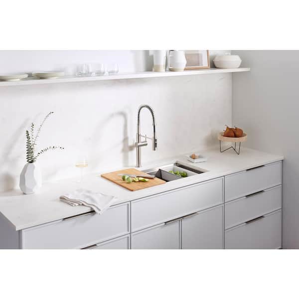 Task Workstation 33 in. Drop-In Single Bowl Stainless Steel Kitchen Sink with 1-Faucet Hole