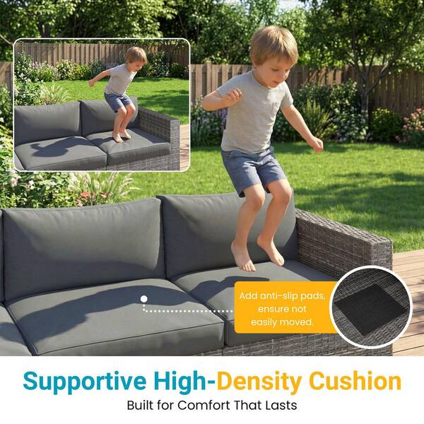 5-Piece Patio Furniture Set, All Weather Wicker Patio Conversation