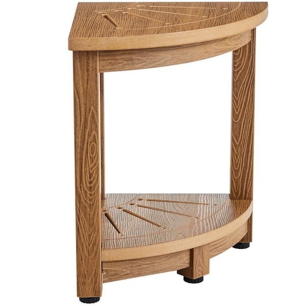 Corner Shower Bench 16.5 in. Height, 12.8 in.Radius, Faux Wood Grain 350 LBS Storage Shelf non-Electric Waterless Toilet