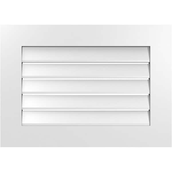 Ekena Millwork 28 in. x 20 in. Vertical Surface Mount PVC Gable Vent: Functional with Standard Frame