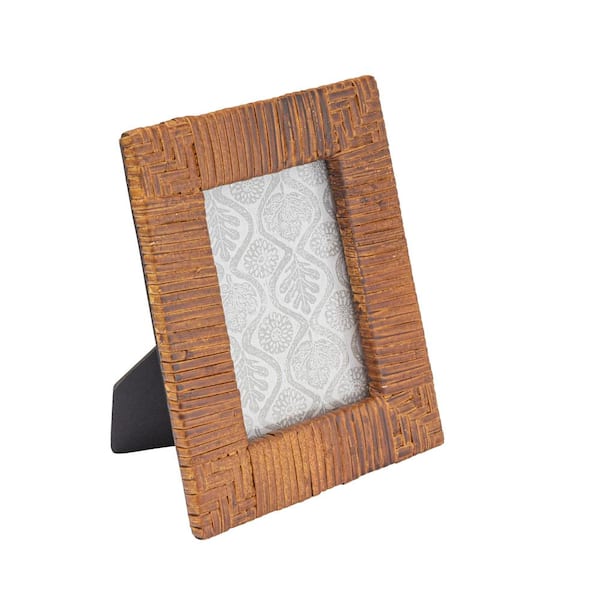 Storied Home 5 in. W. x 7 in. Natural Stained Handwoven Rattan Picture Frame