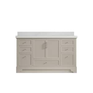 Alys 60 in. W x 22 in. D x 36 in. H Single Sink Bath Vanity in Fine Grain with 2" Carrara Quartz Top