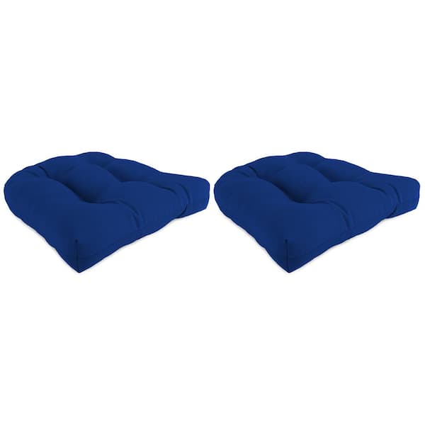 Jordan Manufacturing 19 in. L x 19 in. W x 4 in. T Tufted Outdoor Wicker Seat Cushion in Canvas Cobalt (2-Pack)