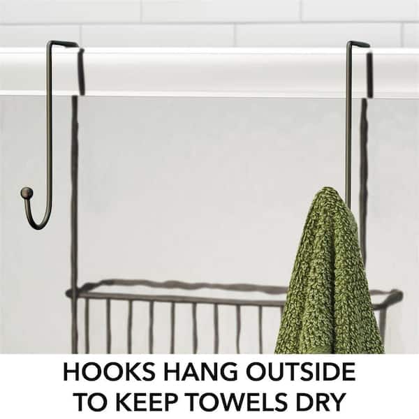 Over The Door Shower Caddy With Towel Holder, Hanging Shower Organizer With  2 Hooks, Over Door Shower Caddy For Door, Shower Rack Organizer For