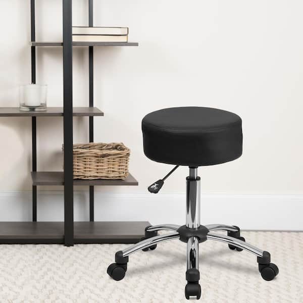 26.25 in. Black Upholstered Stool