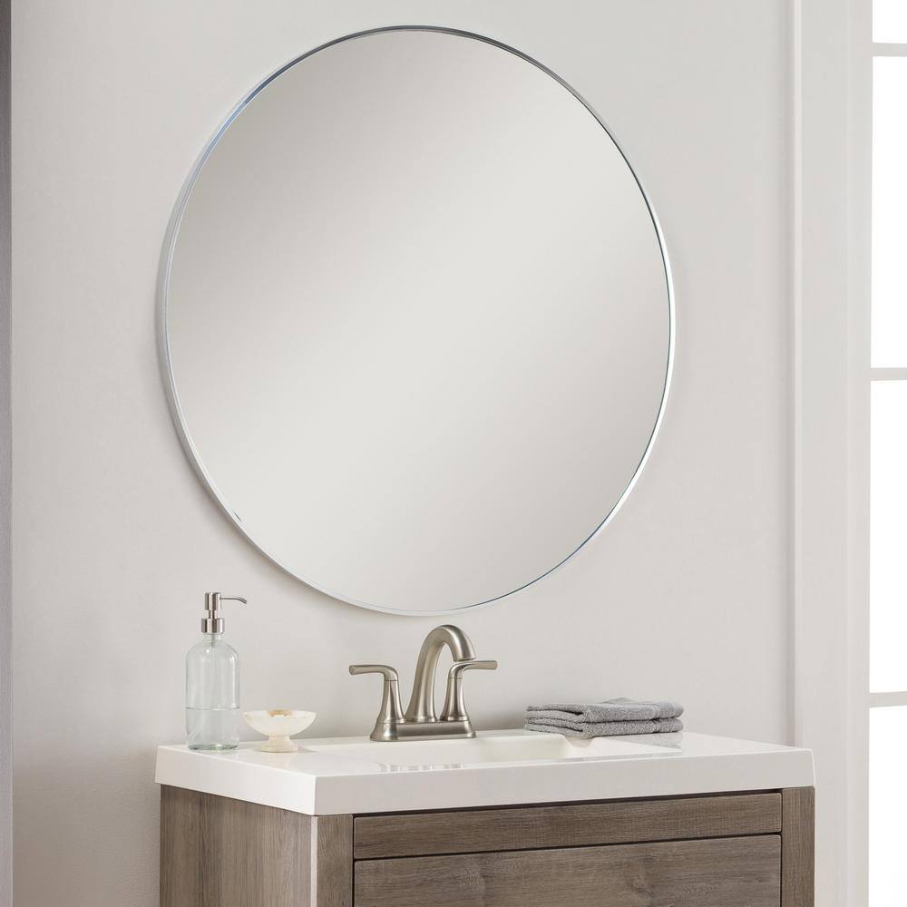 Aranya Sleek Silver Aluminum 22" Square Wall Mirror