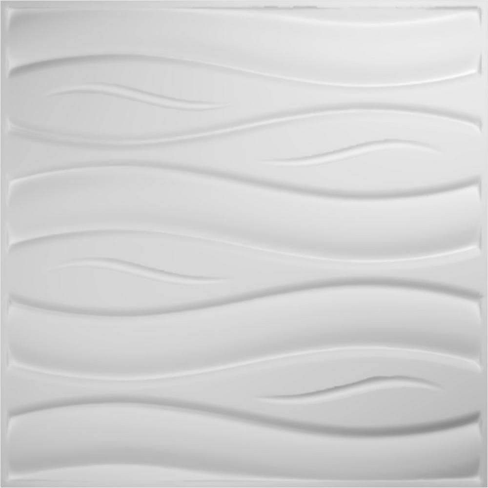 White Textured 3D PVC Decorative Wall Panels, 19.63" x 19.63", 10-Pack