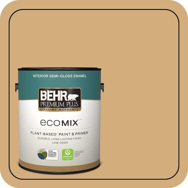 1 gal. #310F-4 Rye Semi-Gloss Enamel EcoMix Plant-Based Interior Paint & Primer