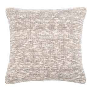 Ralen Knit Light Gray/Natural/Gold Lurex 20 in. x 20 in. Throw Pillow