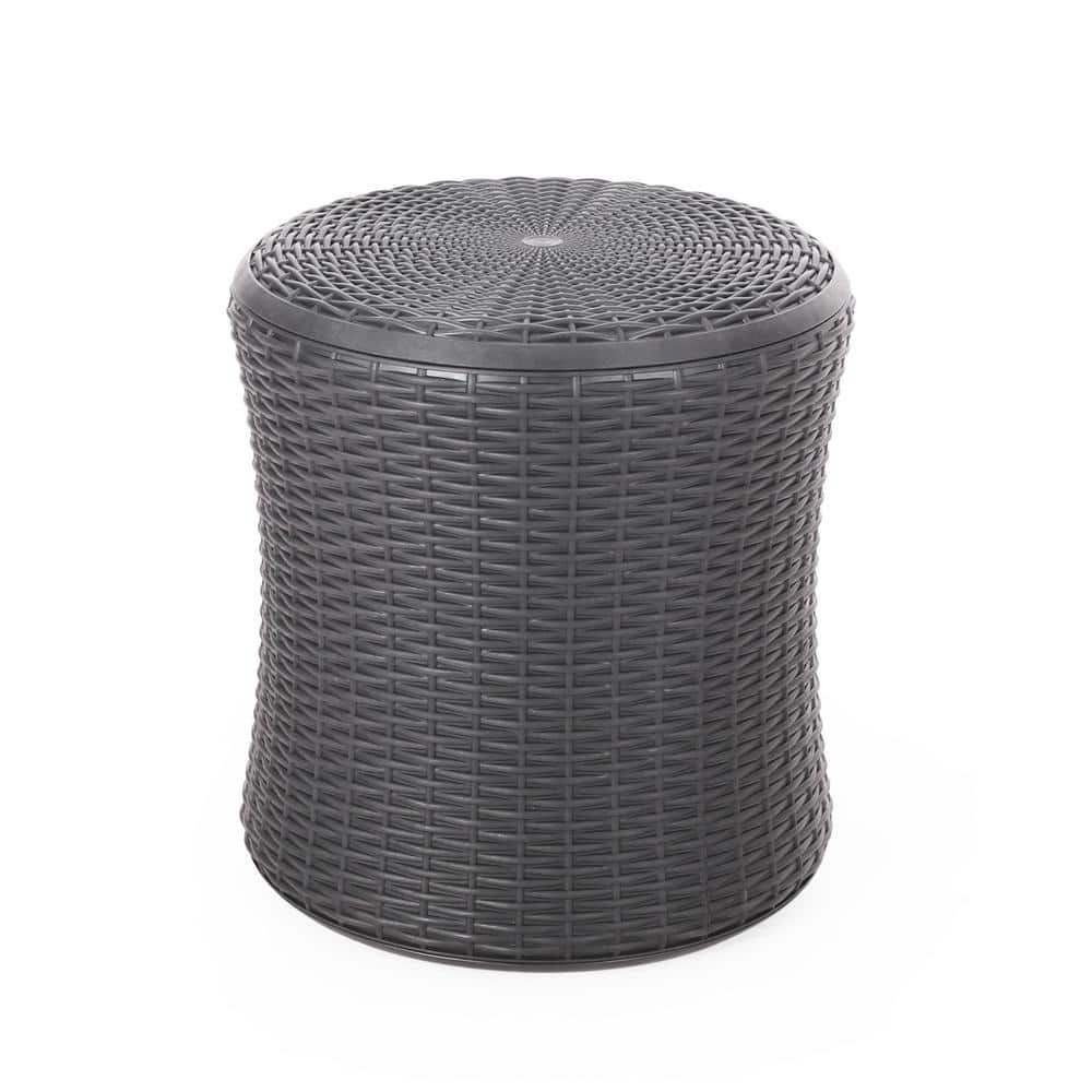 21 in. H Dark Gray Polypropylene Round Outdoor Side Table for Outdoors, Garden, Lawn, Backyard price history on PriceWatchPro