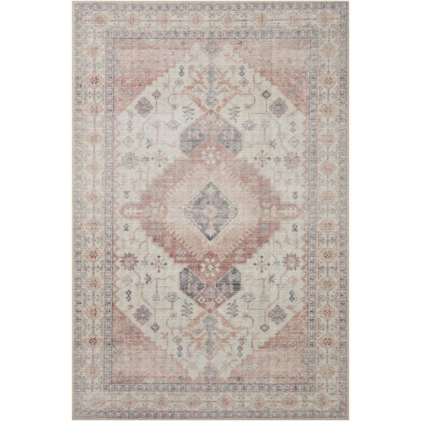 Leesa Ivory / Rust 3 Ft. 6 In. x 5 Ft. 6 In. Vintage Boho Printed Area Rug