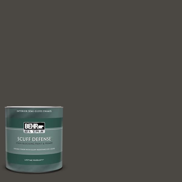 BEHR ULTRA 1 qt. #PPU24-01 Black Mocha Extra Durable Semi-Gloss Enamel Interior Paint & Primer