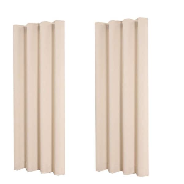 MOEPISY Outdoor Curtains Waterproof Porch and Gazebo Curtains, Grommet Top Tab Bottom Drape, 2 Panel, 52 in. W x 84 in. L, Beige