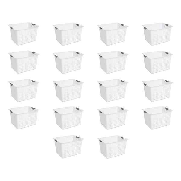 25.2 Qt. Plastic Storage Bin Organizer Basket with Handles (18-Pack)