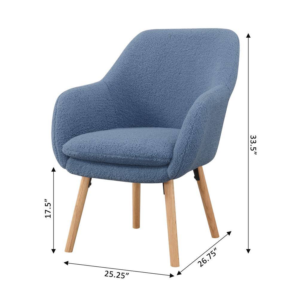 Charlotte Sherpa Blue Wood Wingback Accent Chair