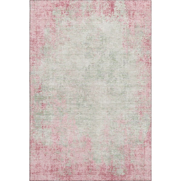Mayfield Premium Machine Washable Abstract AMF940 Pink 3 ft. x 4 ft. Area Rug