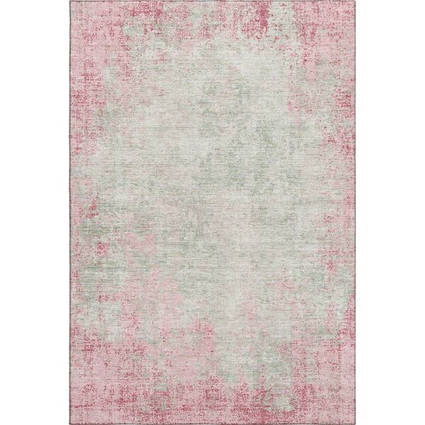 Mayfield Premium Machine Washable Abstract AMF940 Pink 5 ft. x 7 ft. 6 in. Area Rug