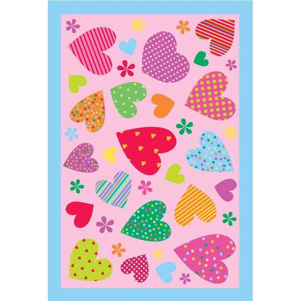 LA Rug Fun Time Hearts Pink 2 ft. x 2 ft. Area Rug