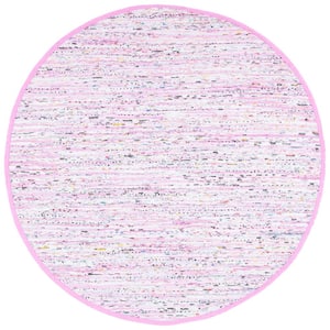 Rag Rug Light Pink/Multi 6 ft. x 6 ft. Gradient Solid Color Striped Round Area Rug