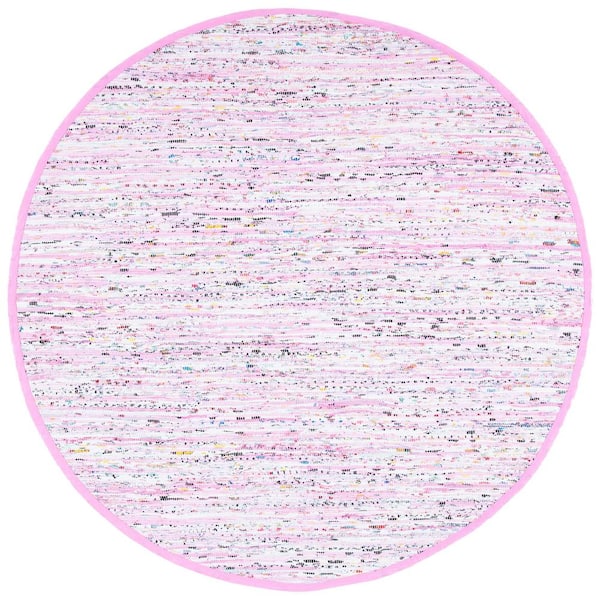 SAFAVIEH Rag Rug Light Pink/Multi 6 ft. x 6 ft. Gradient Solid Color Striped Round Area Rug