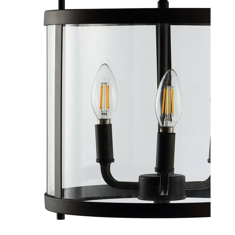 Ciel Simple Farmhouse 12.5" 3-Light Black Iron Glass Flush Mount