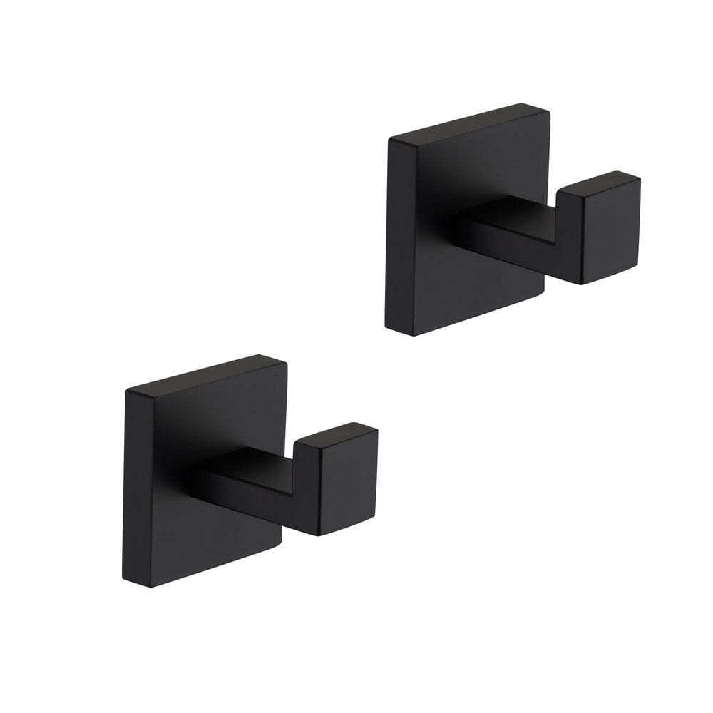 Stainless Steel Wall-Mounted J-Hook Robe/Towel Hook for Bathroom, Bedroom, Kitchen in Matte Black (2-Pack) price history on PriceWatchPro