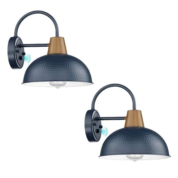 JAZAVA 10.2 In.1-Light Blue Dusk to Dawn Outdoor Hardwired Wall Sconce Porch Lights Lantern Scone with No Bulbs Included 2 Pack
