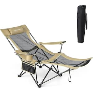 Camping Lounge Chair with Detachable Footrest Adjustable Backrest