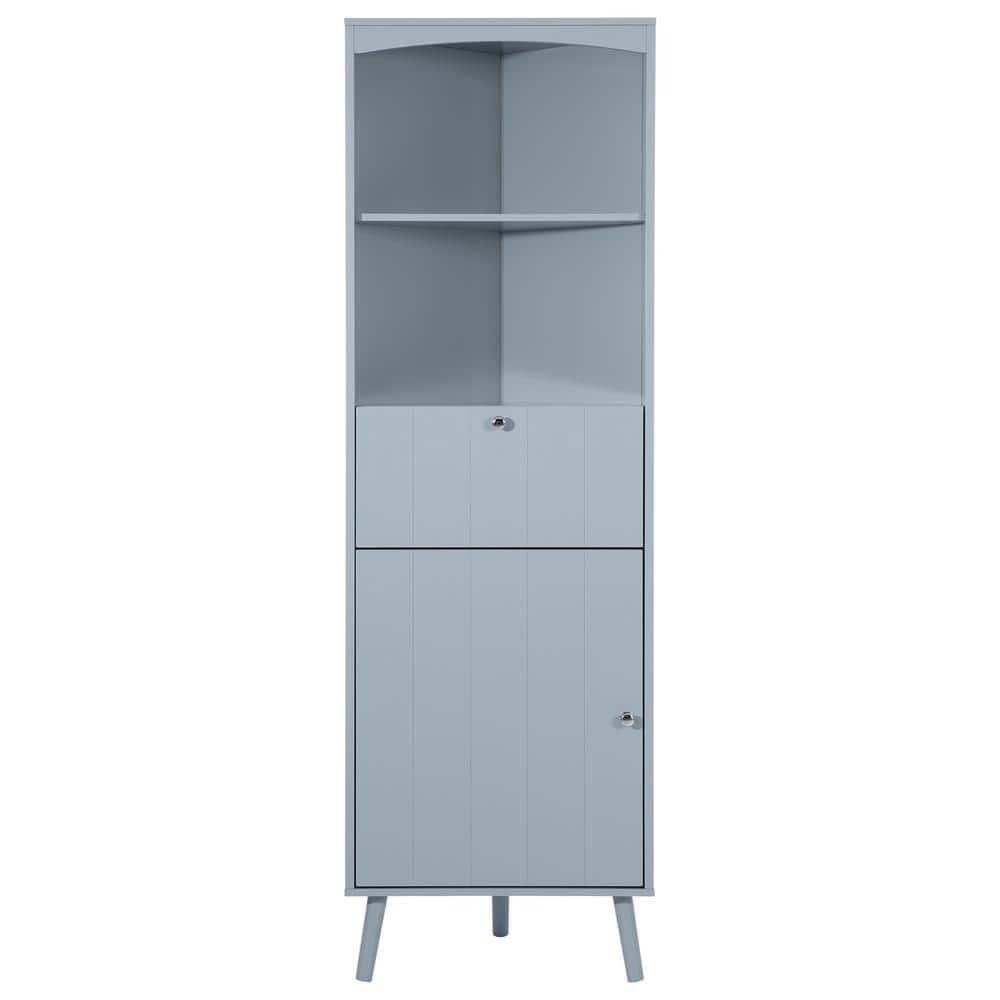 20.1 in. W x 14.2 in. D x 63 in. H Blue Gray Triangle Corner Cabinet Bathro