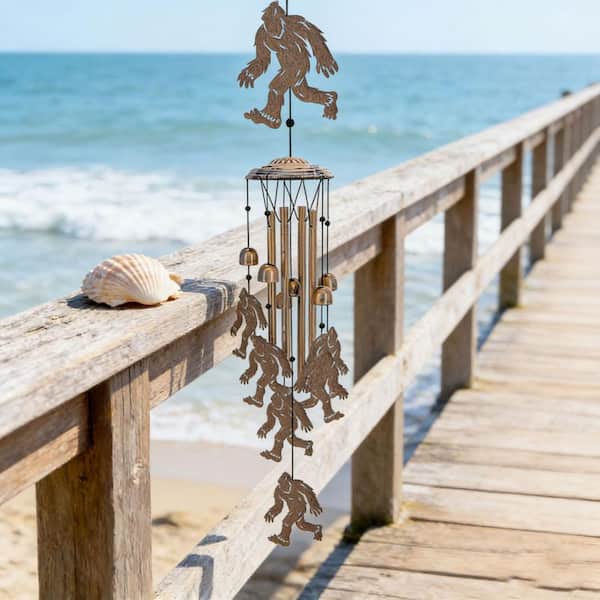 5 in. x 37 in. Metal Bigfoot Wind Chime Outdoor Sasquatch Decor