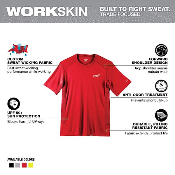 Men's WORKSKIN Large Red Lightweight Performance Short-Sleeve T-Shirt