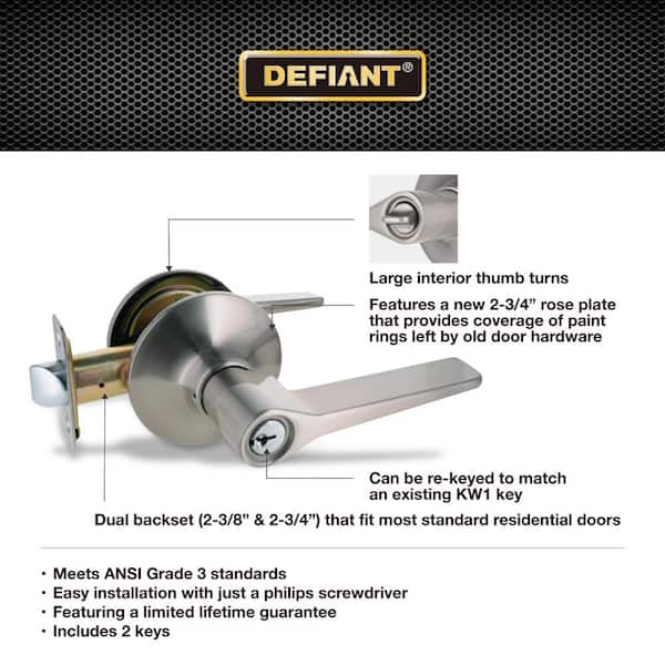 Defiant Freedom Satin Nickel Keyed Entry Door Lever 32LEX200B
