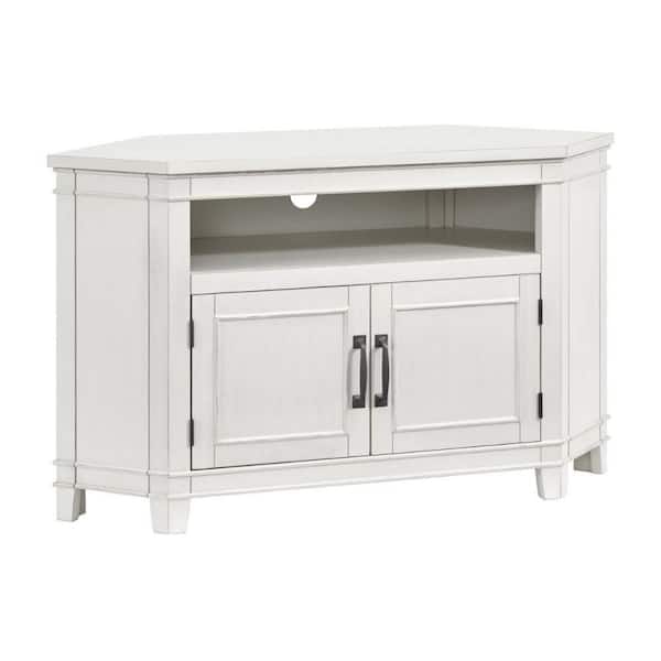 Benjara 49.5 in. White Wood TV Stand Fits TVs 55 in. with 1 Cabinets