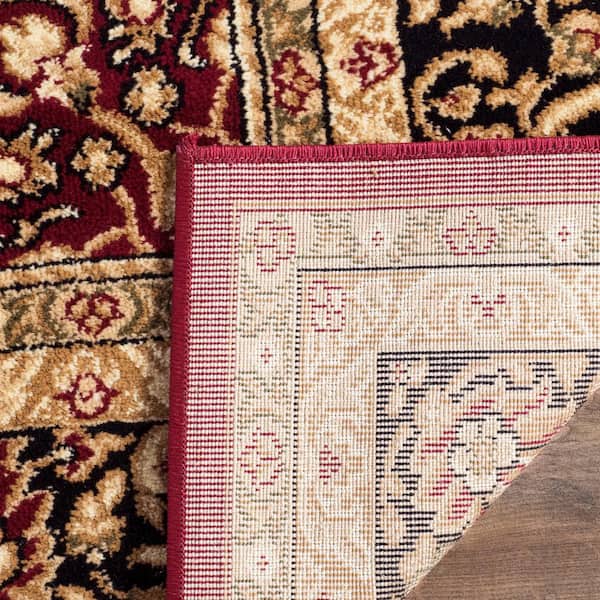 Lyndhurst Red/Black 2 ft. x 16 ft. Border Antique Floral Runner Rug