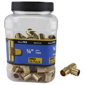3/4 in. Brass PEX-B Barb Tee Pro Pack (25 Pack)