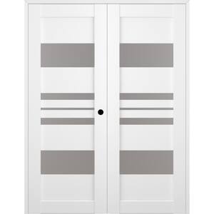 Romi 56"x 96" Left Hand Active 5-Lite Bianco Noble Wood Composite Double Prehung Interior Door