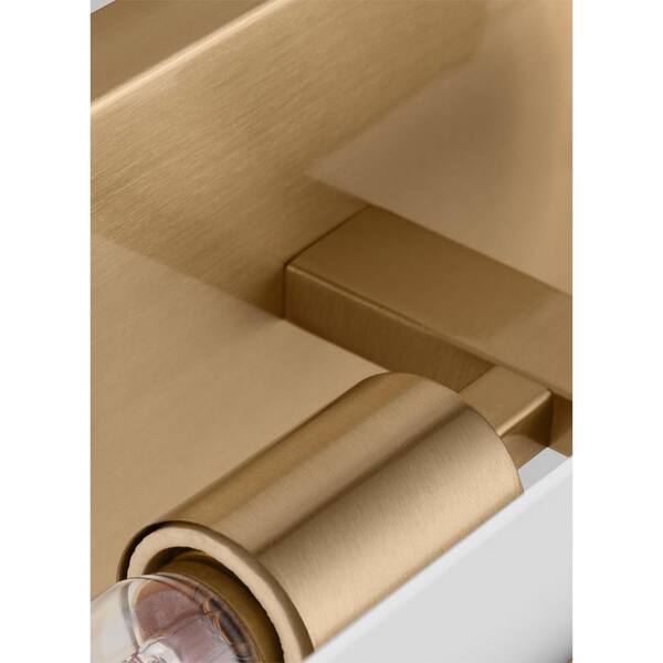 Generation Lighting - Studio Dex 17.875 in. Small 2-Light Satin Brass Vanity Light with Satin Etched Glass Shade