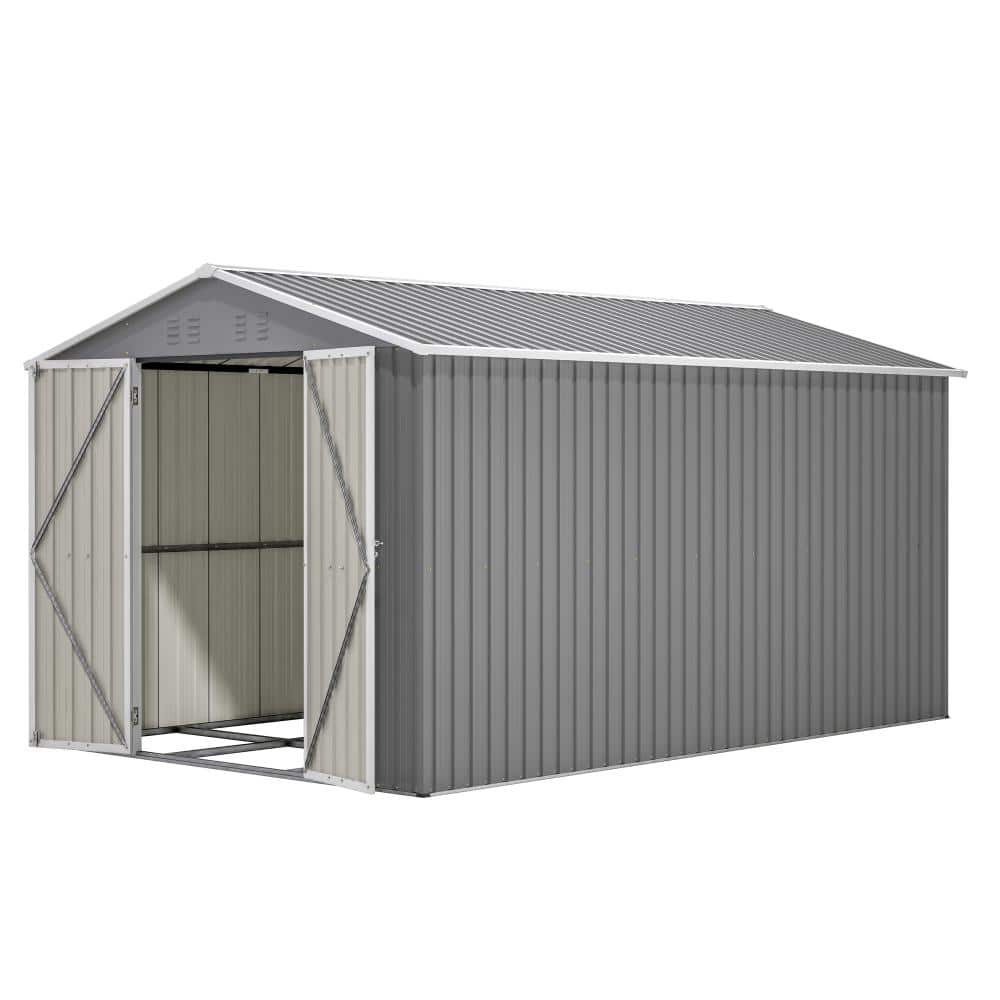 8 ft. W x 12 ft. D Gray Aluminum Storage Shed Large Garden Tool Shed with Lockable Doors (96 sq. ft.) price history on PriceWatchPro