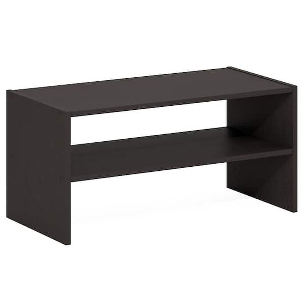 11.7 in. H 6-Pair Black Dark Oak Wood Shoe Rack