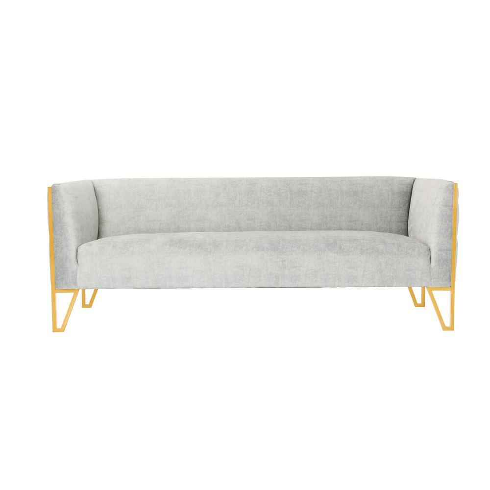 Gray Velvet and Gold 3-Piece Sofa and Armchair Set
