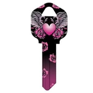 KW1-30 Keyblank - Black/Pink Heart
