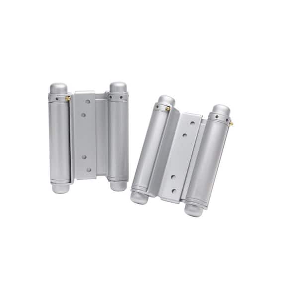 4 in. Galvannealed Double Acting Barrel Spring Squared Hinge with Non-Removable Pin - Set of 2