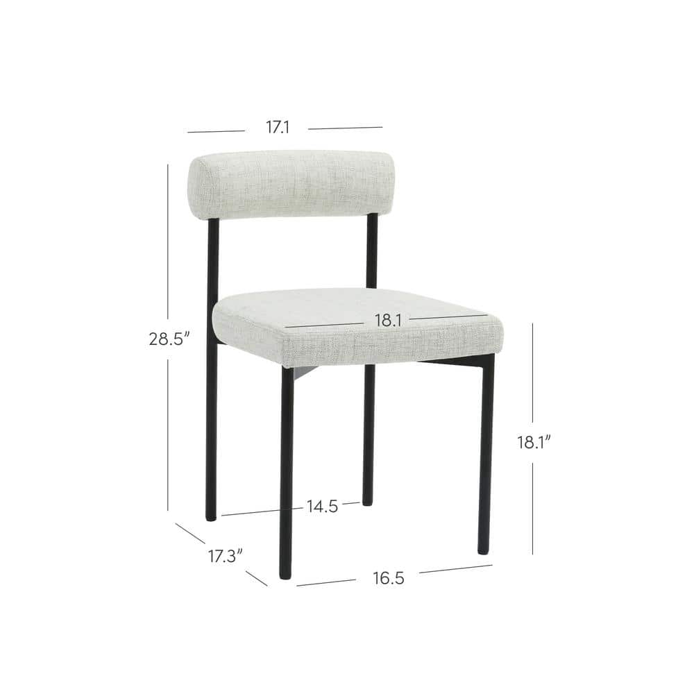 Set of 4 Gray Upholstered Metal Dining Chairs