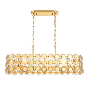 Perrene 8-Light Gold Linear Chandelier with Clear Crystal Shade